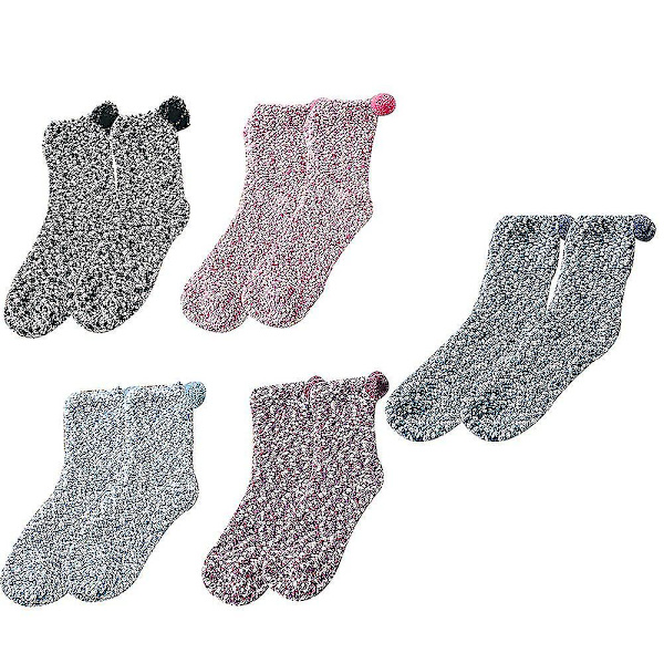 5 par ludna strumpor, ullstrumpor Julklappar till kvinnor, mysiga och varma One Size Combination 3