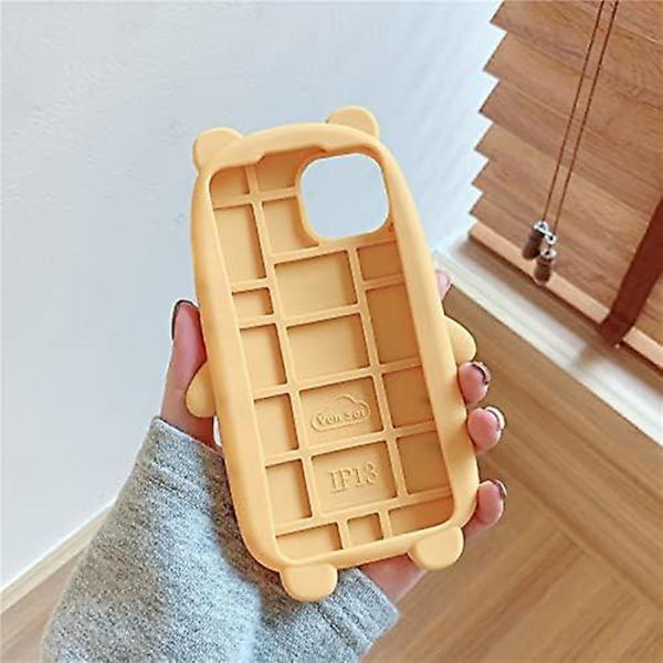 Supertjockt mjuk silikon tigerfodral för Apple Iphone 13 Pro 3d tecknad Ljusgul Söt Roligt Söt Kawaii Barn Flickor Pojkar