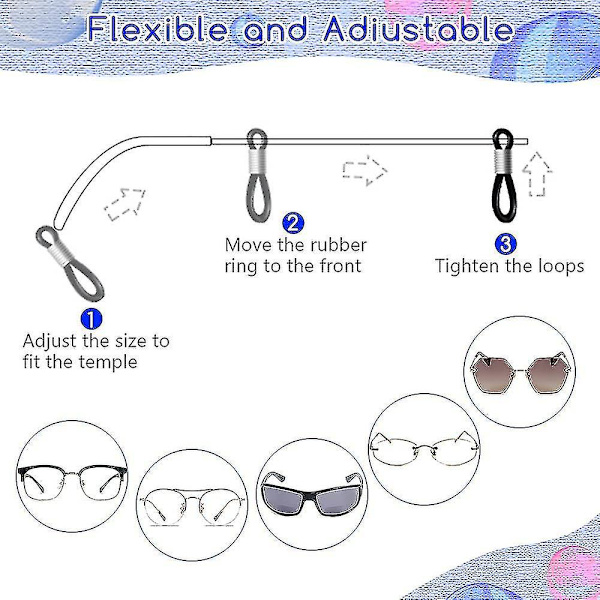 5 delar Glasögonrem Kedja,glasögon Sladd Solglasögon String Justerbar Glasögon Halsband,glasögon Sladdkedja Halkfri glasögonhållare