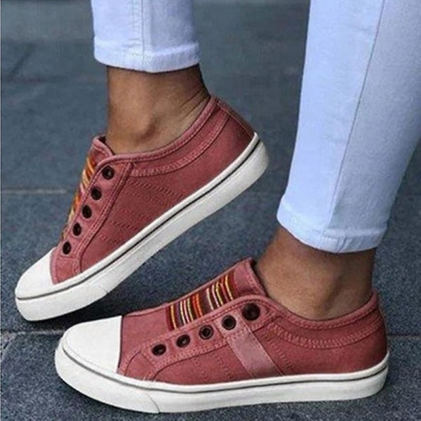 Kvinder vulkaniserede sko Low-cut sneakers Canvas flade sko Damer Casual Vulcanize sko flad hæl Damesko 36 blue