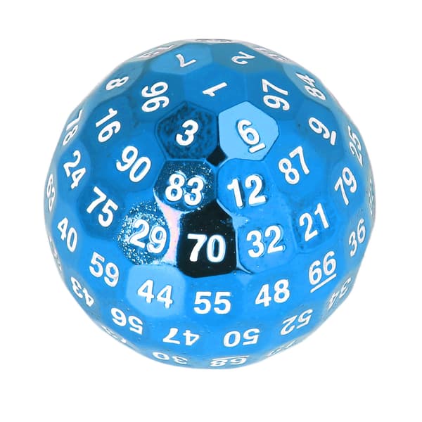 Metal Polyhedral Terning 100 Sider Tung Lyseblå Rollespil Terning