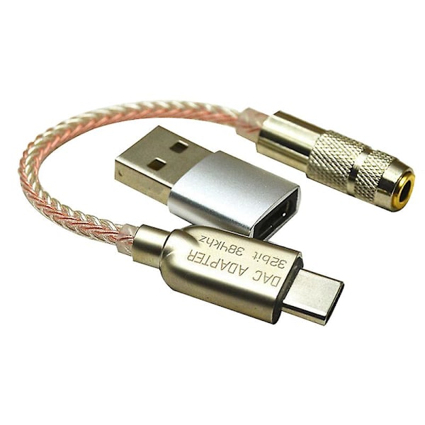Typ-c till 3.5 Alc5686 Chip Hifi Digital Audio Avkodning Dac Ljudkort Hörlur Ljudkabel (USB Head Silver