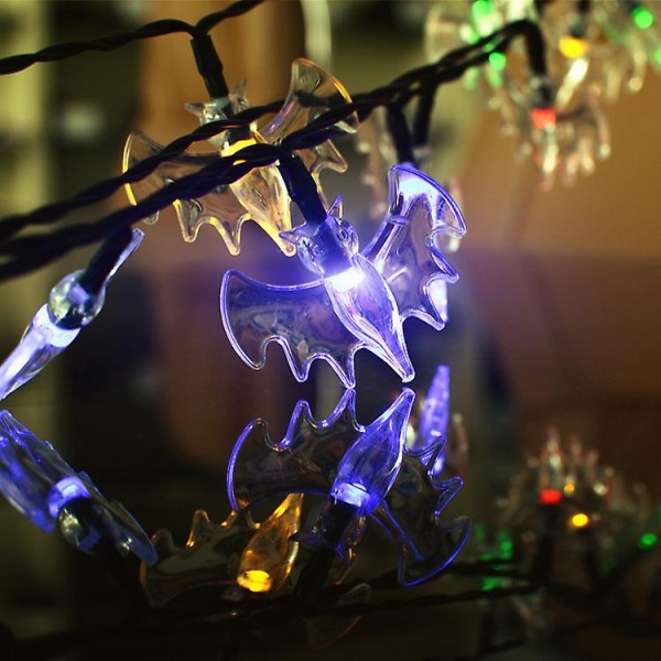 Led Halloween flaggermus Lantern Ghost Hand Light String Solar Batteri Usb Ghost Light String Secret Room Dekoration bat white 55