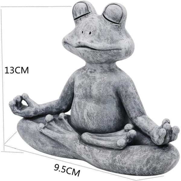 Havefigur - Zen - Mediterende frø - Grå - Udendørsdekoration - Klassisk stil