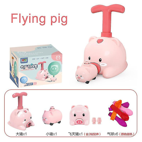 Hhcx-power Balloon Car Toy Inertial Power Balloon Education Science Puzzle Fun Toys For Children Christmas Gift fly pig