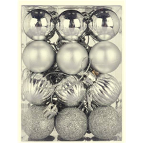 24 stk Juleballer Ornamenter Til Jul Juletre Snuttefri juletrepynt Stor hengende ball silver