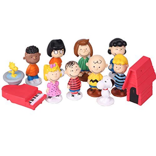 Peanøtter Snoopy Figurer Lekesett Woodstock Charlie Brown 12 stk 4cm - 5cm Ca.