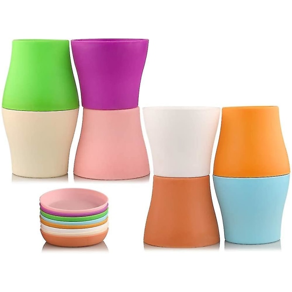 8 st 14cm små färgglada plastkrukor Blomkrukor inomhusväxter Krukor för hemmakontor , 8 färger