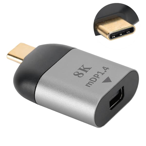Aluminiumlegeringsskal Typ-C hane till Mini DP-adapterkontakt för Windows Android OS X