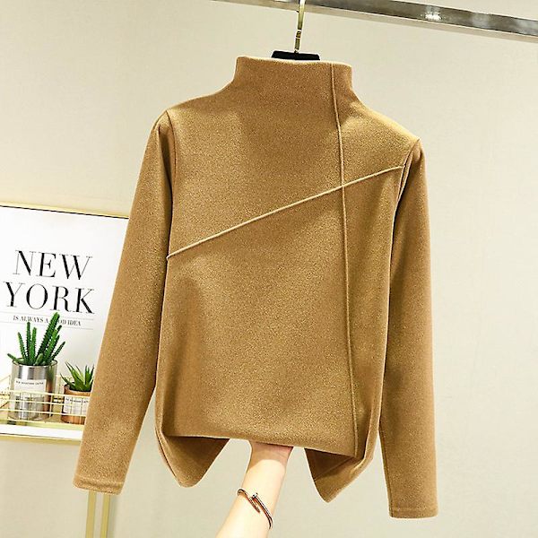 Naisten Syksy Talvi Pitkähihainen Paksu T-paita Casual Solid Turtleneck Pehmeä Lämmin Basic Buttoming Pullover T-paidat Pinkki T-paidat Topit XXL pinkki XXL pink
