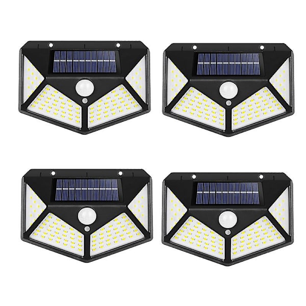 2/4/6/8 stk 100 LED Solar Vegglys Utendørs Solar Lamp PIR Bevegelsessensor Solcelledrevet Sollys Gatelys for hagelys 4pcs