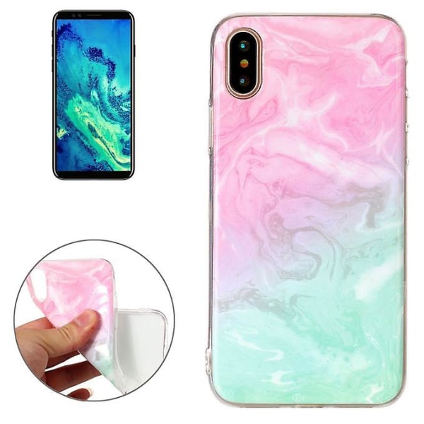 For Iphone X Rosa grønn marmormønster Tpu støtsikkert beskyttende bakdeksel