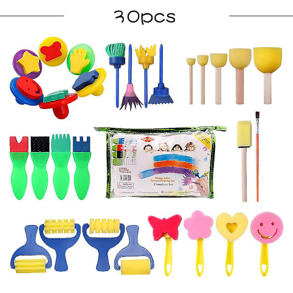 30st Sponge Paint Brushes Kits Svampritningsborstar Kit för barn Tidig gör-det-själv-inlärning