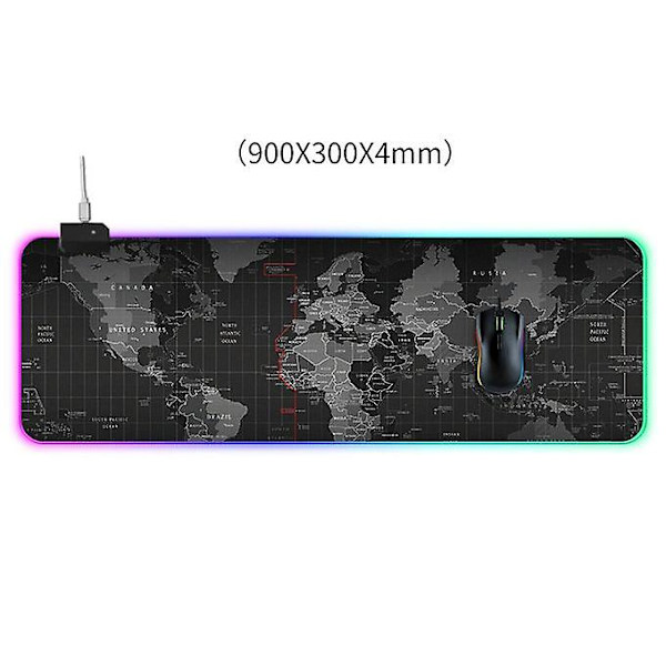 Computer World Map Pattern Belyst musmatta, storlek: 90 X 30 X 0,4 cm