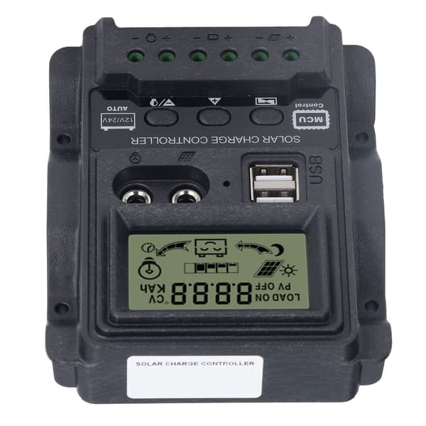 Dual USB Solar Charge Controller ABS LCD Display PWM Opladningscontrollere Lysstyring 12V24V10A 130W 260W