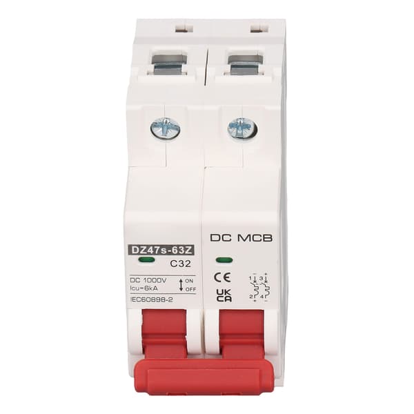 2P Liten Strømbryter 6000A Brytekapasitet Solcelle PV System Mini DC 1000V 32A