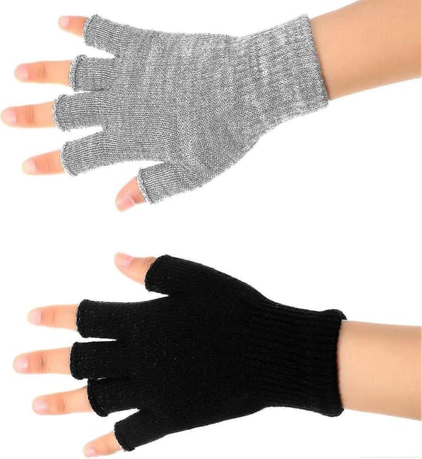 2 par unisex halvfingerhansker vinter elastiske strikkede fingerløse hansker i vanlig størrelse