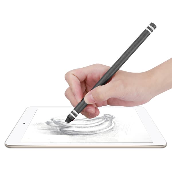 Ekstra lang stylus i farveblyantform til touchskærm mobil tablet sort