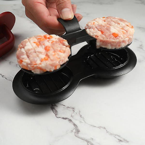 2-pack dubbla hål hamburgerpress Biffmaskin Non Stick form Köttpress för kök