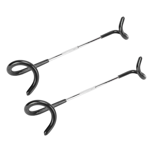 2 STK S Form Dobbelt Ende Rustfrit Stål Multifunktionel Telt Lys Krog til Udendørs Camping Sort