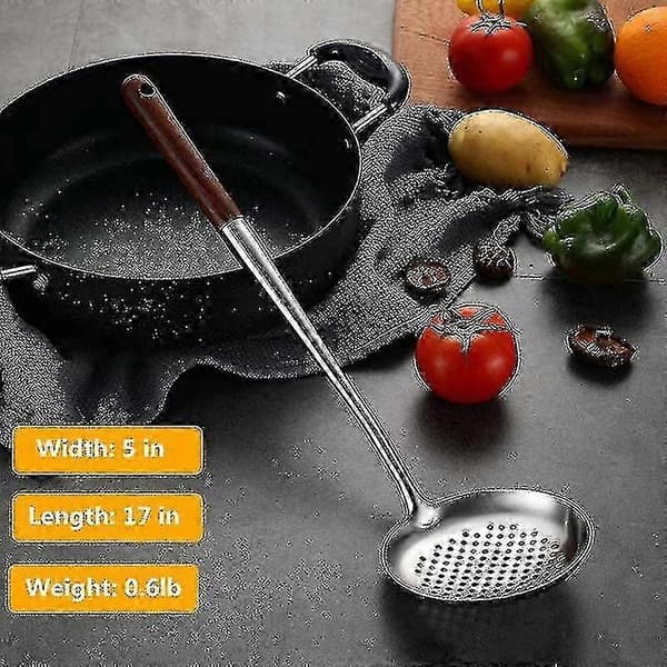 Wokspatel og slev, skimmer-slevværktøjssæt, 17 tommer spatel til wok
