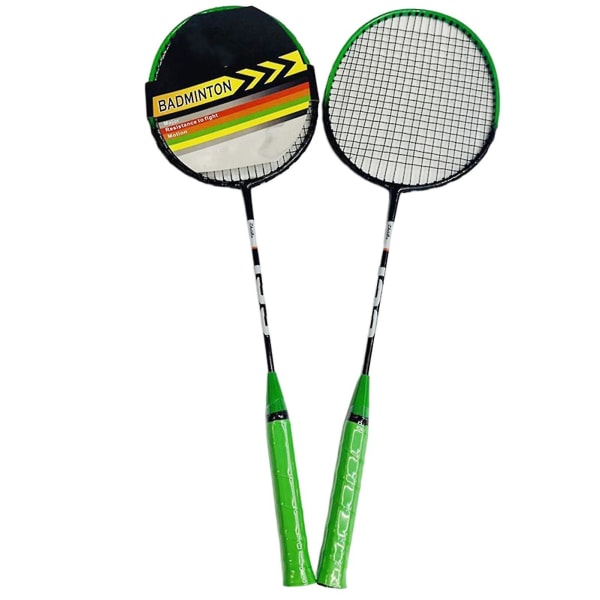 2stk Sportsbadmintonracket Sklisikkert håndtak Racket for utendørs spill Green