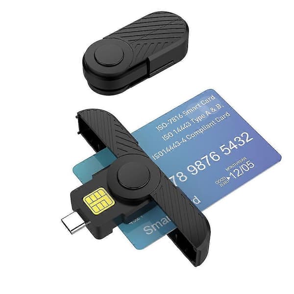 Typ-c USB Smart Card Reader Minne Id-bank Elektronisk Klonkontaktadapter Vikbar Common Access-kontaktadapter