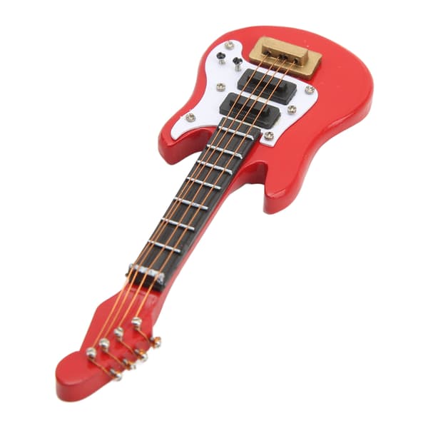 12 Skala Miniatyr Gitarr Modell Björk Målad Yta Verklighetstrogen Dekorativ Dockhus Röd Elgitarr