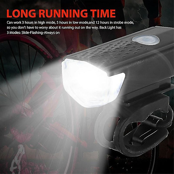 Sykkel Sykkellys Usb Led Oppladbart sett Mtb landeveissykkel Front Bak Frontlykt Lampe Lommelykt Sykkellys Sykkeltilbehør C