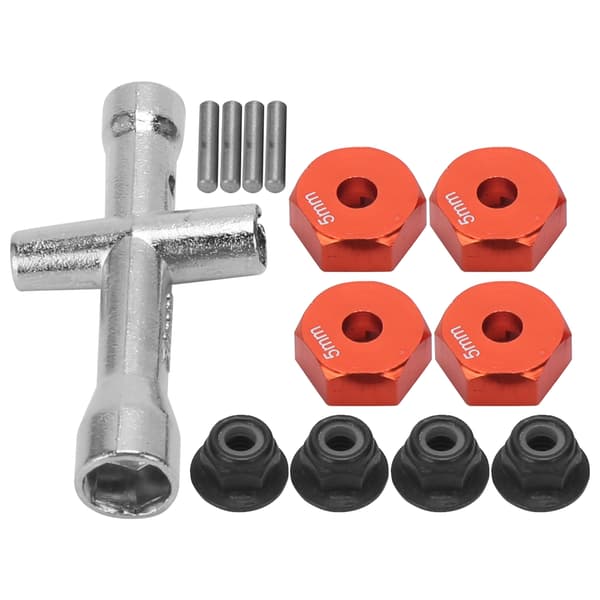 12mm Hex Adapter Kryssnyckel M4 Halkfri Mutter Set för 1/10 RC Bil Röd