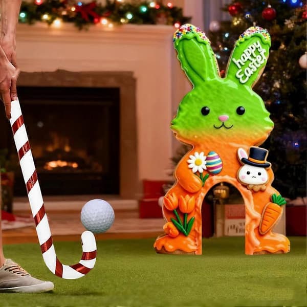 【BQ】Påskhare Golfspelset, Inomhus Utomhus Pepparkaksgolfspel för Barn & Vuxna, Glad Påsk Partyspel-D D