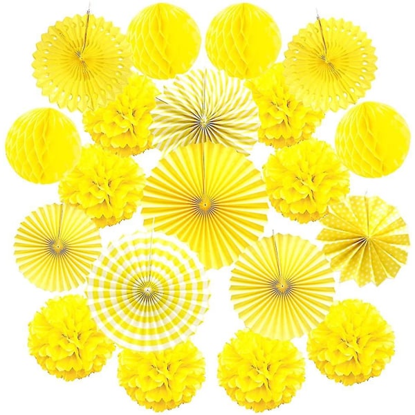 Riippuva set, pehmopaperi Pom Poms -kukkaviuhka ja hunajakennopallot