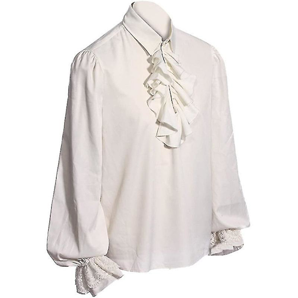 Mens Medieval Victorian Steampunk Shirt Costume white 2XL