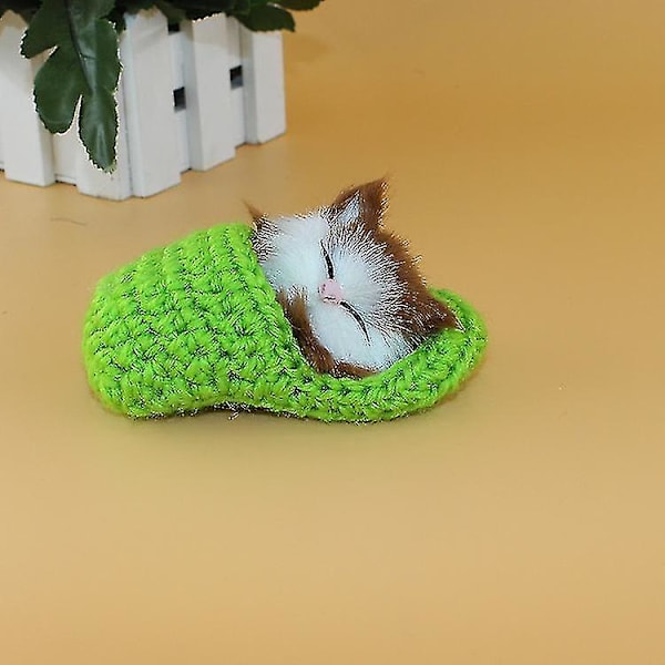 Simulation Cat Ornament Tofflor green closed eyes slippers cat