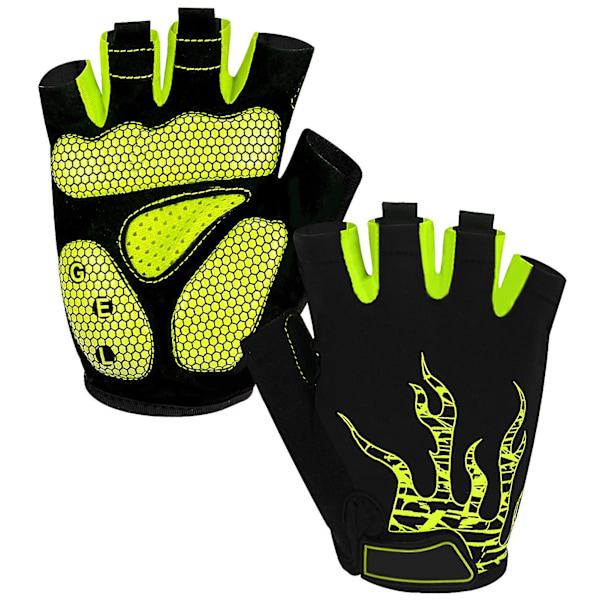1 par Antisladd Half Finger Ridhandskar Lycra Svettabsorberande Cykelhandskar Sporttillbehör Yellow S