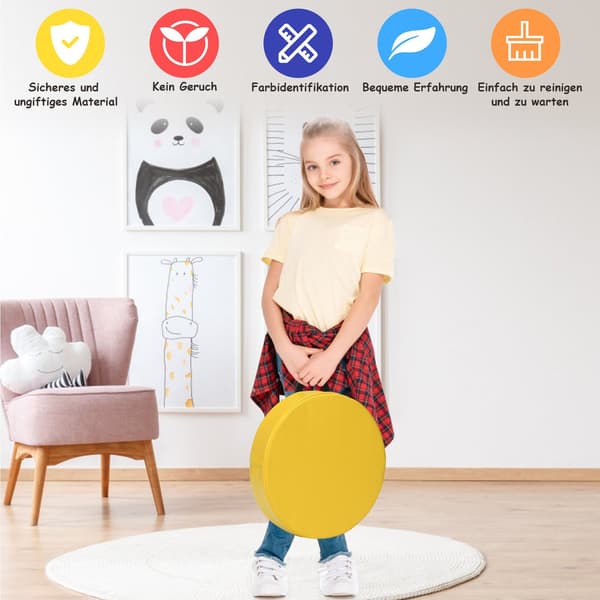 Set med 6 st runda stolsdynor för barn, golvkuddar, sittdynor 2600