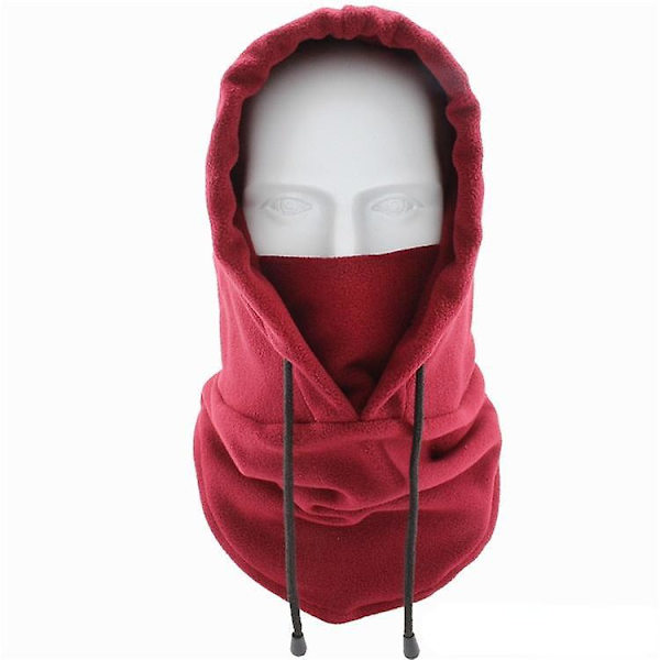 Cap Skid Vinter Vindtät Cap Utomhussport Haklapp Kallvadderad Huva Mask Plysch Varm Hatt Cykel Cykel WineRed