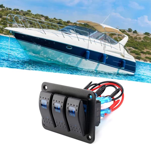 3-Gangs 12-24V LED Vippekontaktpanel til RV Bil Marinebåd