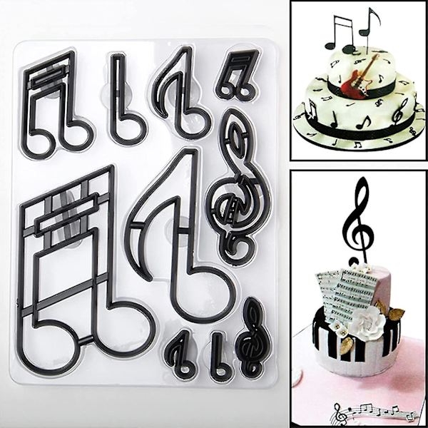 10 stk musikktema Fondant Cookie Cutters Sett Diy Sugar Craft Cutting Tool (svart)