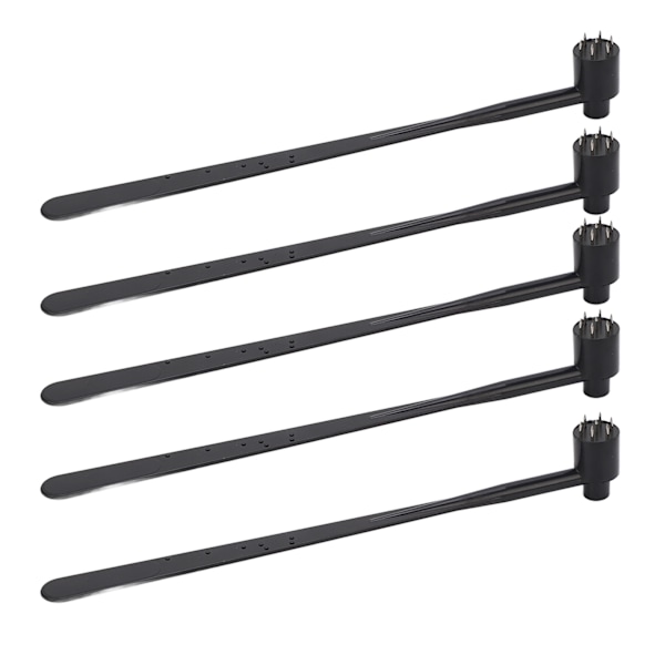 5 stk. Plum Blossom Dermal Hammer med enkelt ende, sort ABS-håndtak og rustfritt stål for industriell bruk