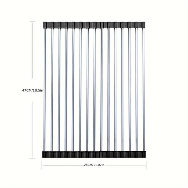 【BQ】sammenleggbart oppvaskstativ i rustfritt stål – plassbesparende design for vask, bærbart og rustfritt 1 stk 1 del Svart-