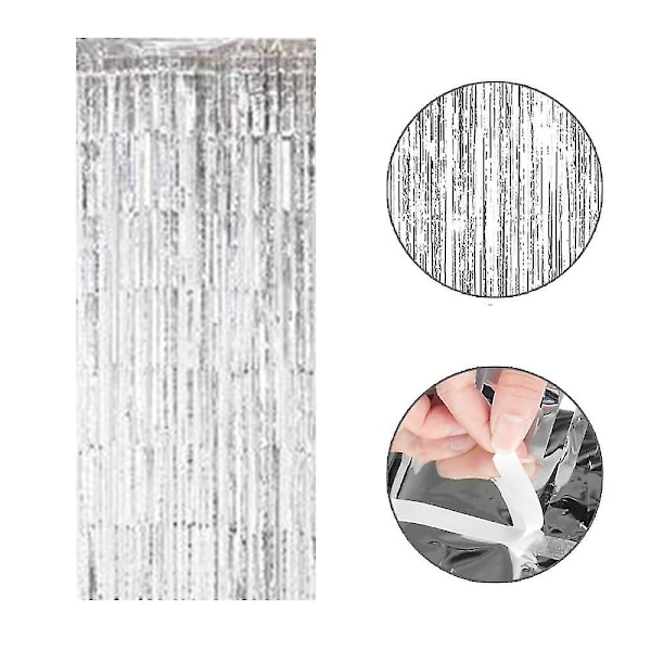 4 Pack Gardiner Frynse Shimmer Gardin Dørdekorasjon