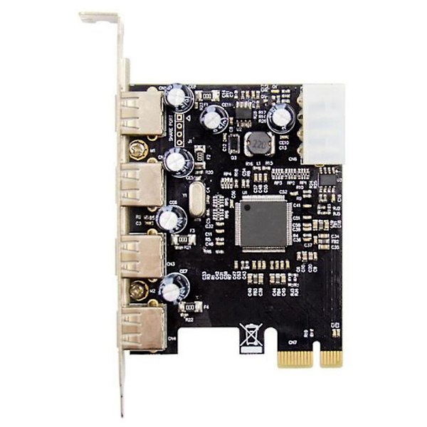 4-porttinen USB 2.0 Pci-e Desktop -laajennuskortti 480 Mbps Tuki Usb1.1-laitekortti Mcs9990 Windowsille black