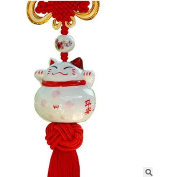 Feng Shui Lucky Cat Keramiskt hängande charm hängande för rikedom Fortune