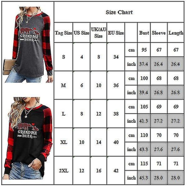 Hhcx-naisten jouluprintti Pitkähihainen pusero Loose Pullover T-paita Basic Topit Black M