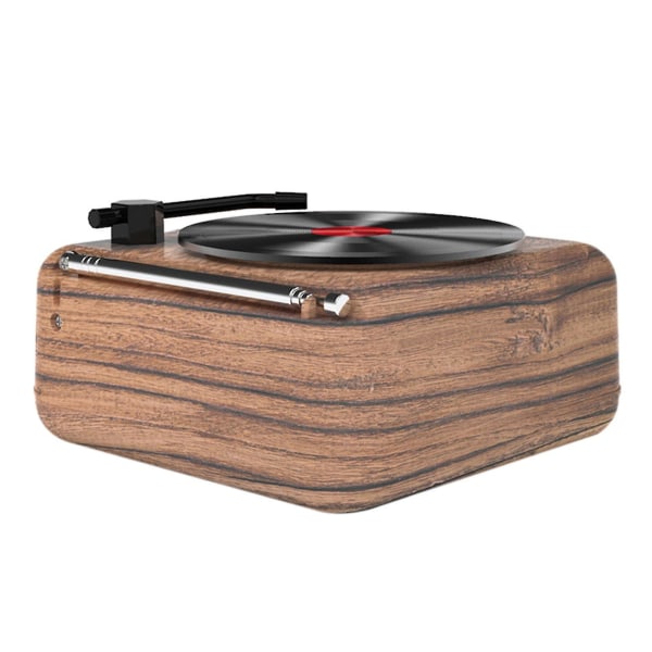 Skivspelare Bärbar skivspelare i vinyl med inbyggda högtalare Klassisk vinylspelare Wood Color