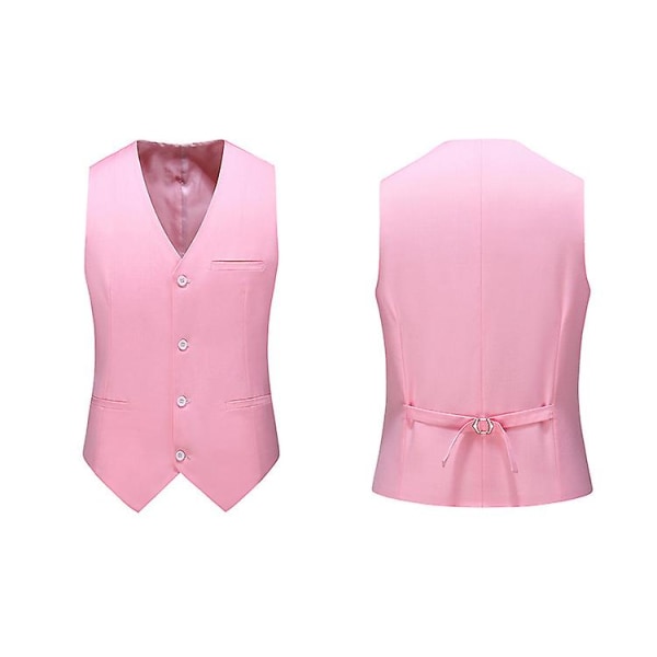 Mens V-neck Solid Color Business Vest Pink 5XL