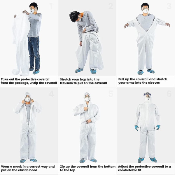 Disposable Protective Coverall Hazmat Suit, Heavy Duty Painters Coveralls Hazardous Material Suits White-SF material L