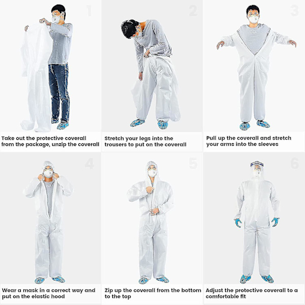 Disposable Protective Coverall Hazmat Suit, Heavy Duty Painters Coveralls Hazardous Material Suits White-SF material L