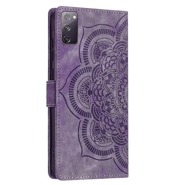 【BQ】Frosted Leather Case for Mandala Embossed Retro Phone Purple
